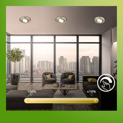 Briloner 7587032 - SET of 3 Dimmable LED Bathroom Recessed Downlights KLIRA LED/4.9W/230V 2500/3000/4000K IP23 Matte Chrome