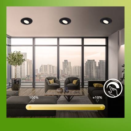 Briloner 7587035 - SET of 3x Dimmable Bathroom Recessed Ceiling Light KLIRA 1xLED/4.9W/230V 2500/3000/4000K IP23 black