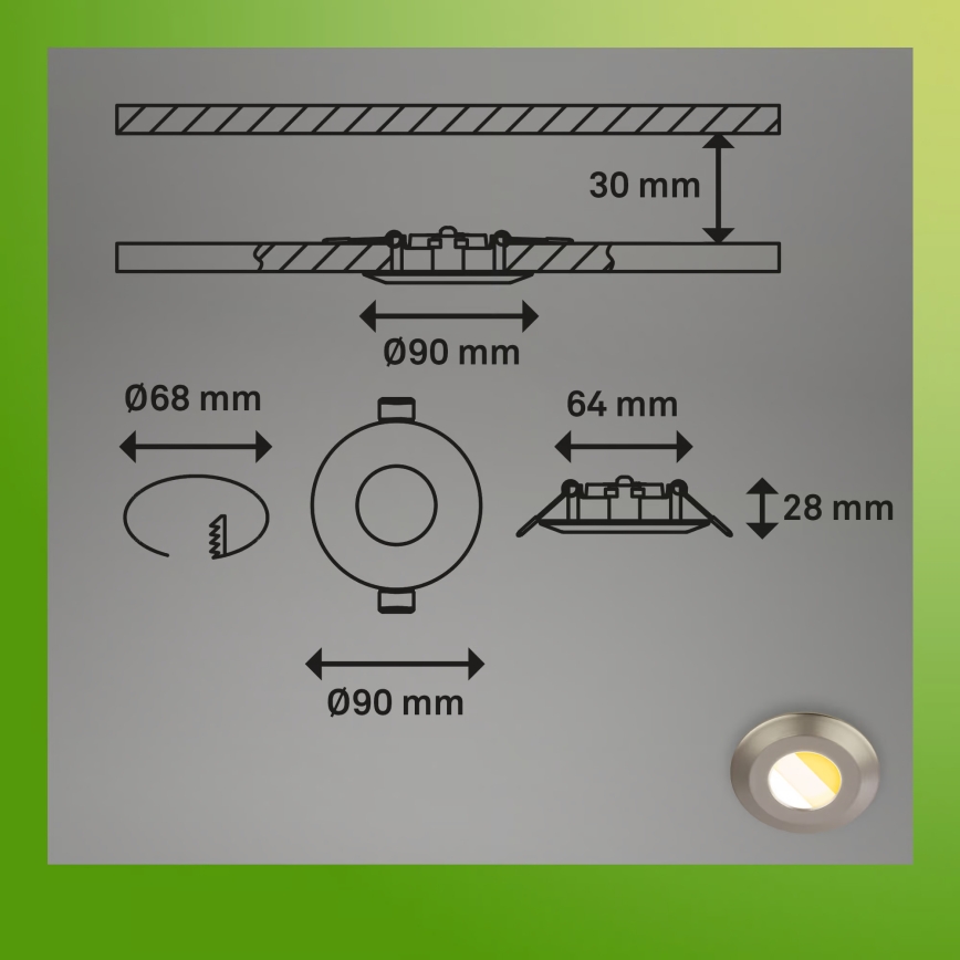 Briloner 7588032 - Set of 3 LED bathroom recessed downlights KLIRA LED/4.9W/230V 2500/3000/4000K IP44 matte chrome