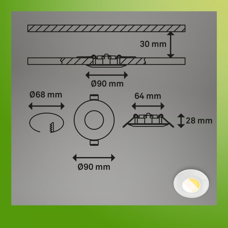 Briloner 7588036 - Set of 3 LED bathroom recessed downlights KLIRA LED/4.9W/230V 2500/3000/4000K IP44 white