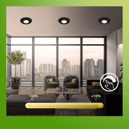 Briloner 7589035 - Set of 3 Dimmable LED Bathroom Recessed Downlights KLIRA 1xLED/4.9W/230V 2500/3000/4000K IP44 Black