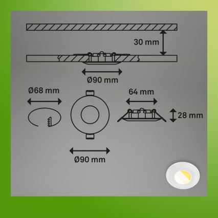 Briloner 7589036 - Set of 3 dimmable LED recessed bathroom downlights KLIRA LED/4,9W/230V 2500/3000/4000K IP44 white