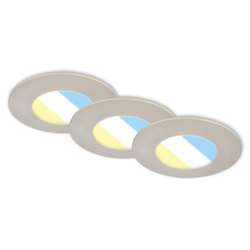 Briloner 7598032 - SET 3x LED Bathroom recessed light LED/4,9W/230V IP44 2700/4000/6500K matte chrome