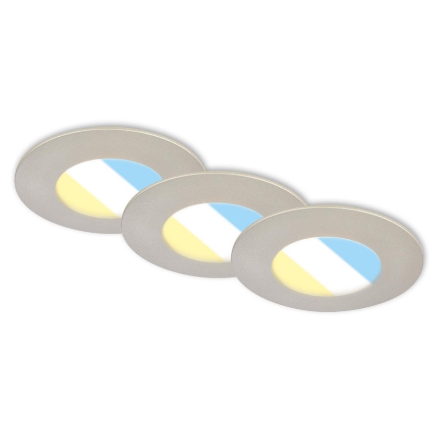 Briloner 7598032 - SET 3x LED Bathroom recessed light LED/4,9W/230V IP44 2700/4000/6500K matte chrome