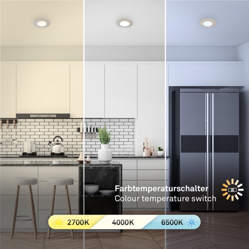 Briloner 7598032 - SET 3x LED Bathroom recessed light LED/4,9W/230V IP44 2700/4000/6500K matte chrome