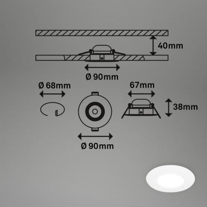 Briloner 7598036 - SET 3x LED Bathroom recessed light LED/4,9W/230V IP44 2700/4000/6500K white