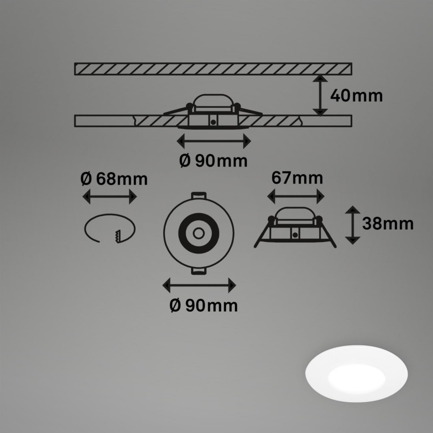 Briloner 7598036 - SET 3x LED Bathroom recessed light LED/4,9W/230V IP44 2700/4000/6500K white