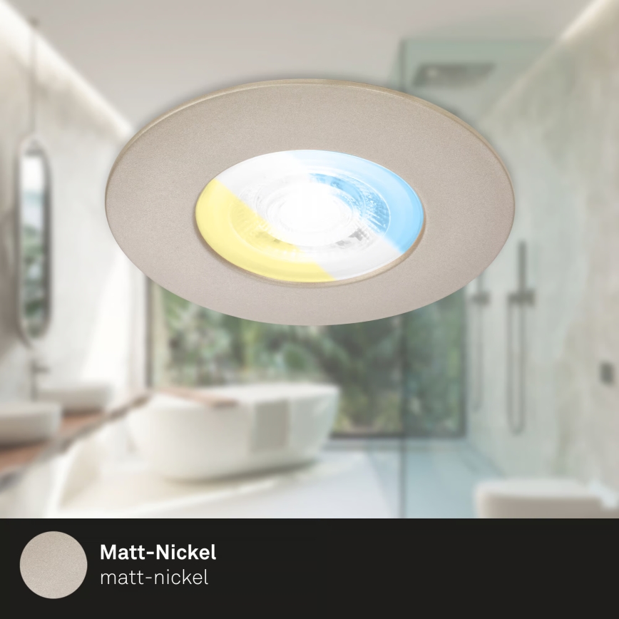 Briloner 7605032 - Set of 3 LED bathroom recessed downlights LED/4.9W/230V 2700/4000/6500K IP44 matte chrome