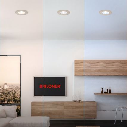 Briloner 7605032 - Set of 3 LED bathroom recessed downlights, 3×LED/4.9W/230V, IP44, matte chrome