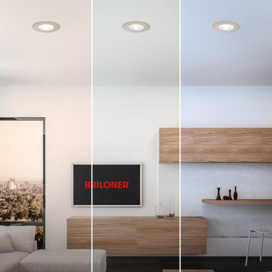 Briloner 7605032 - Set of 3 LED bathroom recessed downlights, 3×LED/4.9W/230V, IP44, matte chrome