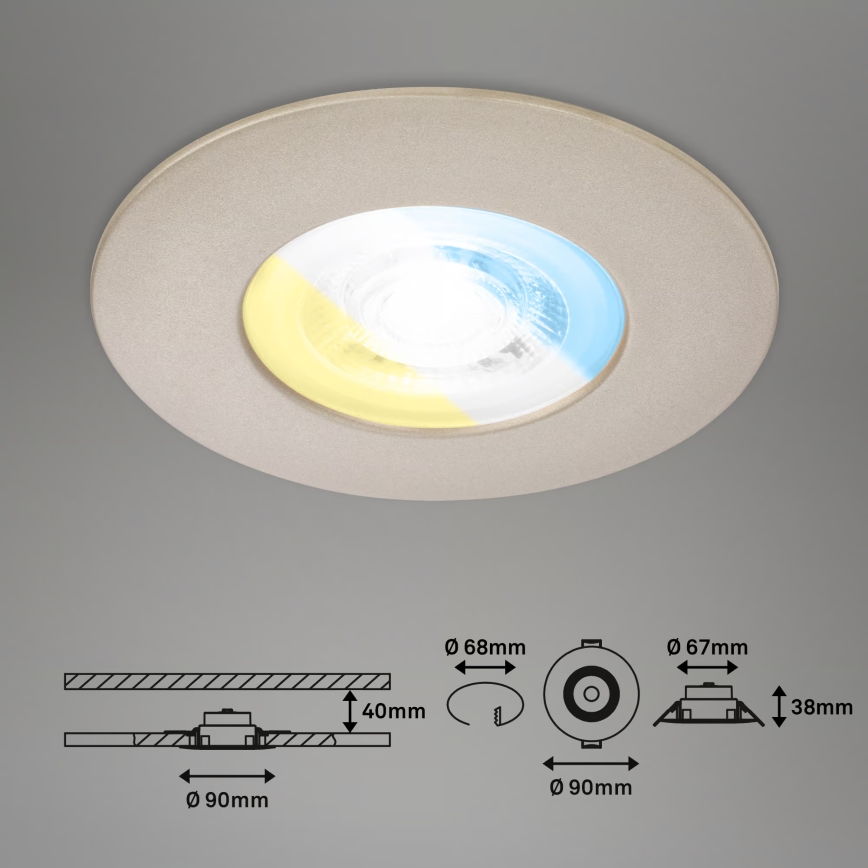 Briloner 7605032 - Set of 3 LED bathroom recessed downlights, 3×LED/4.9W/230V, IP44, matte chrome