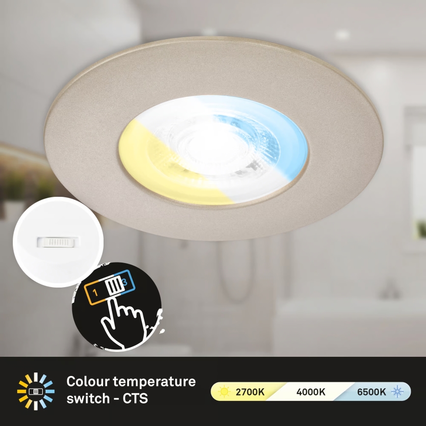 Briloner 7605032 - SET of 3xLED bathroom recessed downlights 3xLED/4,9W/230V 2700/4000/6500K IP44 matte chrome