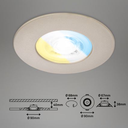 Briloner 7605032 - SET of 3xLED bathroom recessed downlights 3xLED/4,9W/230V 2700/4000/6500K IP44 matte chrome
