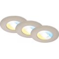 Briloner 7605032 - SET of 3xLED bathroom recessed downlights 3xLED/4,9W/230V 2700/4000/6500K IP44 matte chrome