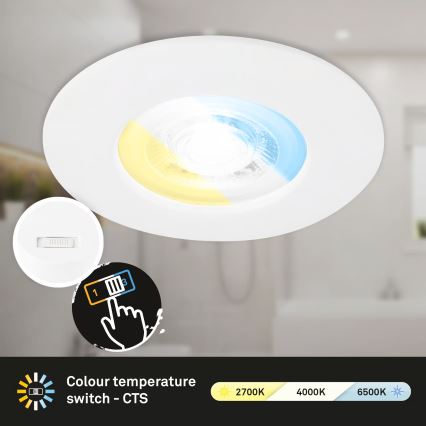 Briloner 7605036 - SET 3xLED Bathroom recessed ceiling light 3xLED/4,9W/230V 2700/4000/6500K IP44 white