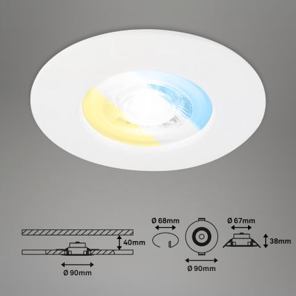 Briloner 7605036 - SET 3xLED Bathroom recessed ceiling light 3xLED/4,9W/230V 2700/4000/6500K IP44 white