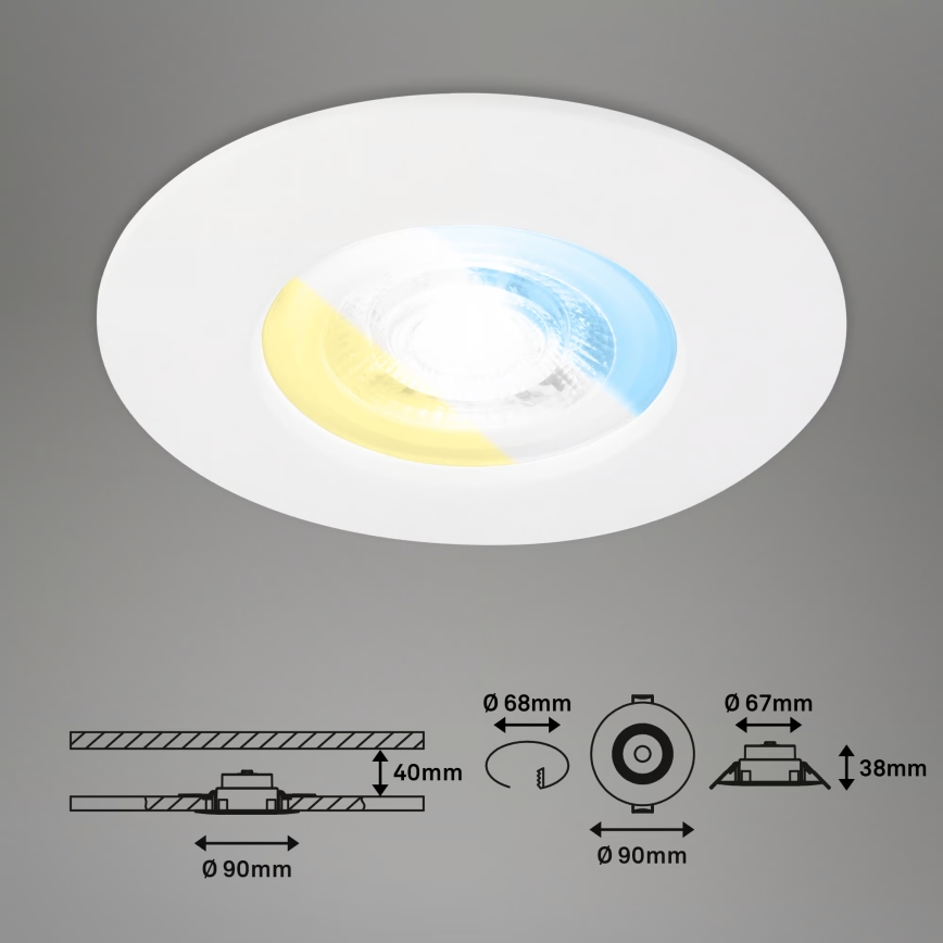 Briloner 7605036 - SET 3xLED Bathroom recessed ceiling light 3xLED/4,9W/230V 2700/4000/6500K IP44 white