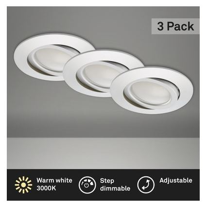 Briloner 8309-039 - SET 3x LED Dimmable bathroom recessed light LED/5W/230V IP23