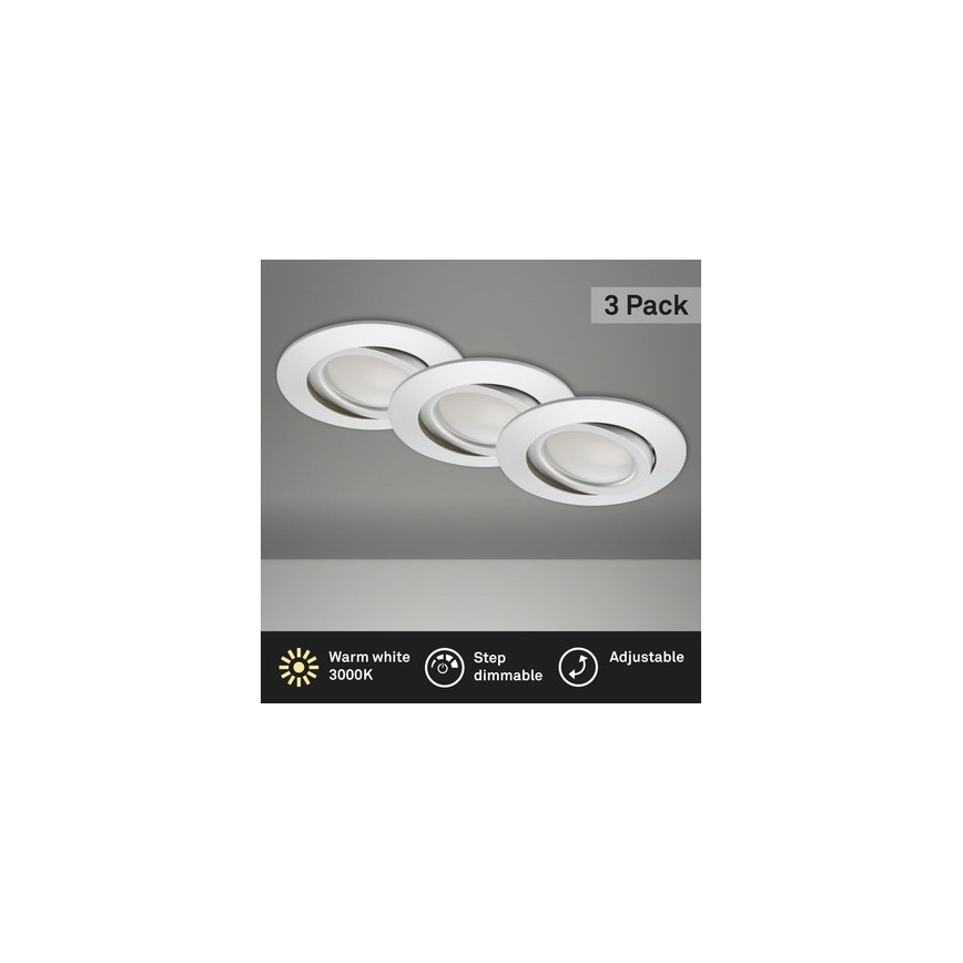 Briloner 8309-039 - SET 3x LED Dimmable bathroom recessed light LED/5W/230V IP23