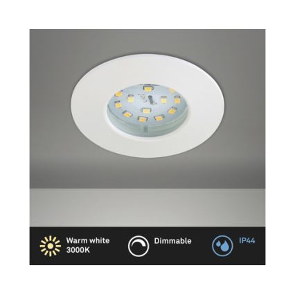 Briloner 8316-016 - Dimmable recessed bathroom LED ceiling light, 5.5W / 230V, IP44, white