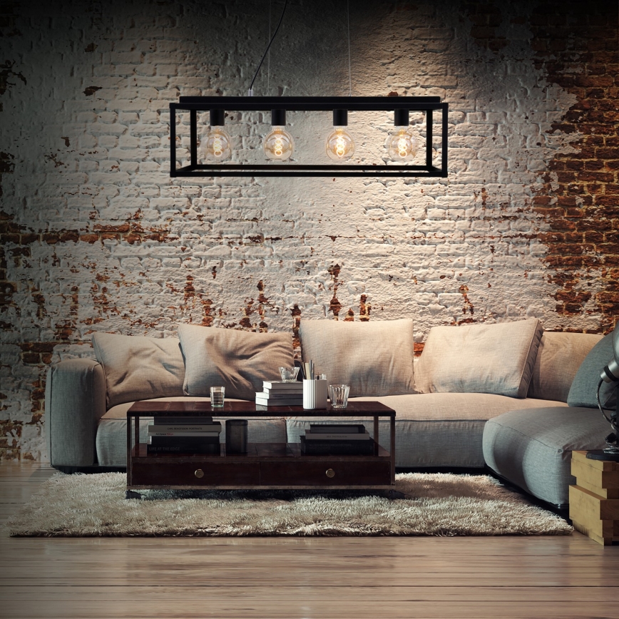 Briloner - Chandelier on a string BLACK STEEL 4xE27/40W/230V