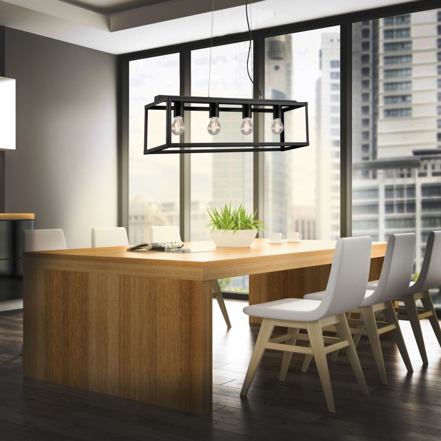 Briloner - Chandelier on a string BLACK STEEL 4xE27/40W/230V