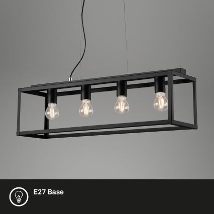 Briloner - Chandelier on a string BLACK STEEL 4xE27/40W/230V