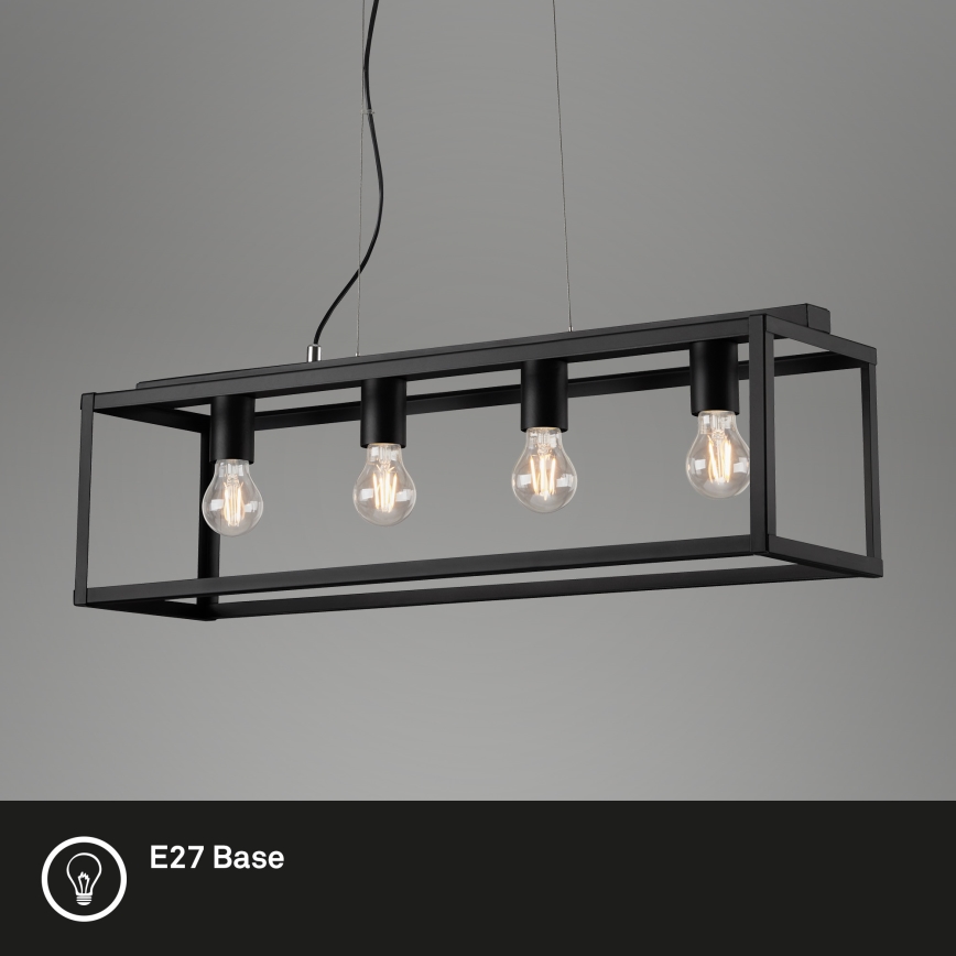 Briloner - Chandelier on a string BLACK STEEL 4xE27/40W/230V