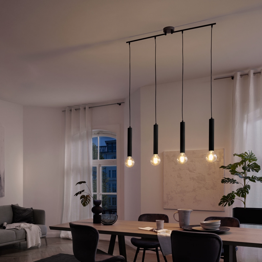 Briloner - Chandelier on a string LONGA 4xE27/60W/230V black