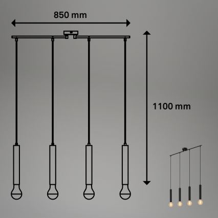 Briloner - Chandelier on a string LONGA 4xE27/60W/230V black