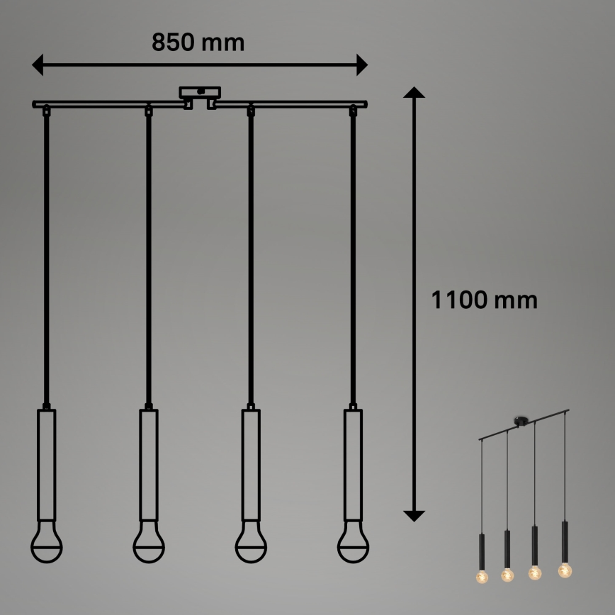 Briloner - Chandelier on a string LONGA 4xE27/60W/230V black