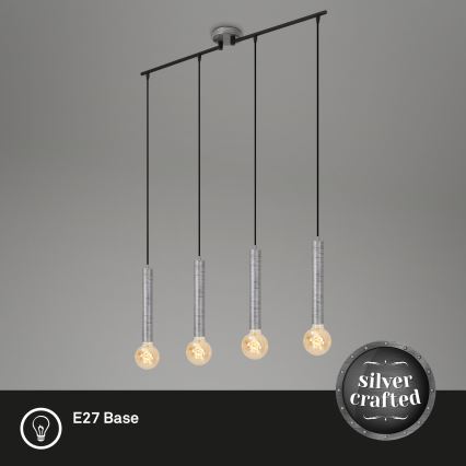 Briloner - Chandelier on a string LONGA 4xE27/60W/230V silver
