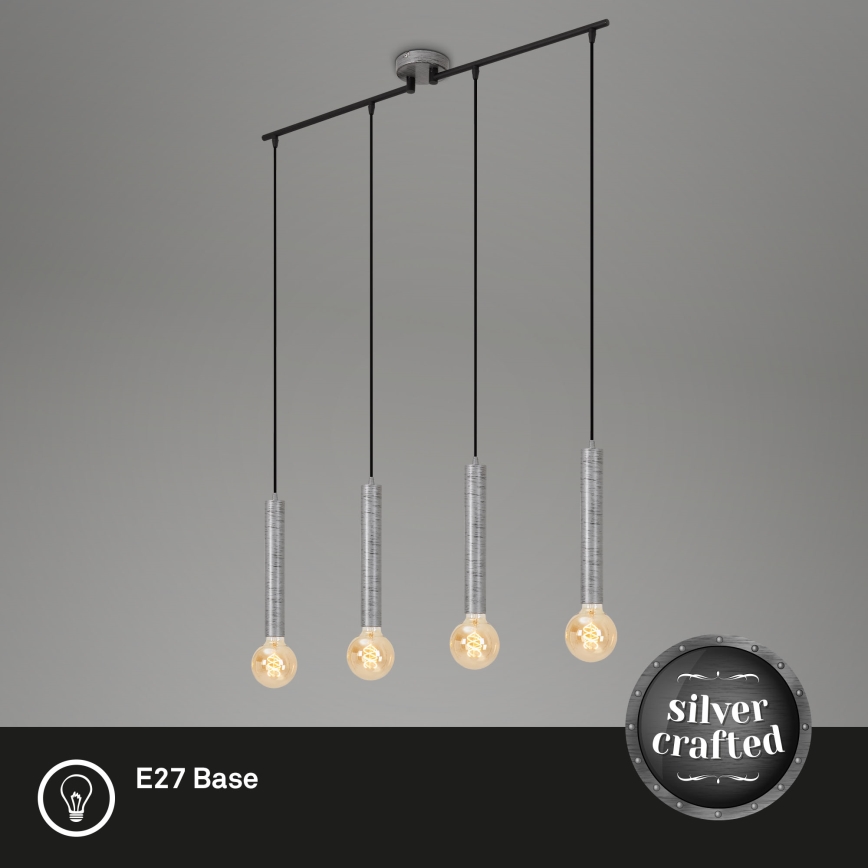 Briloner - Chandelier on a string LONGA 4xE27/60W/230V silver