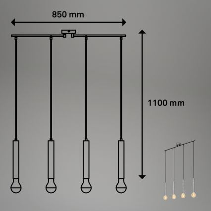 Briloner - Chandelier on a string LONGA 4xE27/60W/230V silver