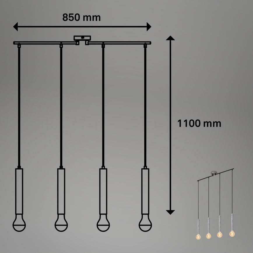 Briloner - Chandelier on a string LONGA 4xE27/60W/230V silver