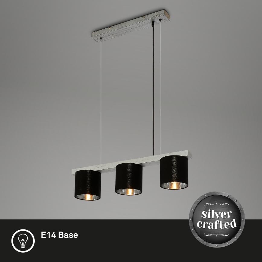 Briloner - Chandelier on a string LURI 3xE14/25W/230V rubber tree