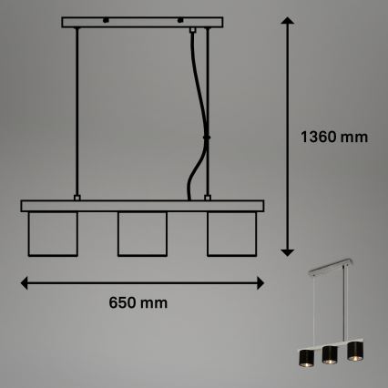Briloner - Chandelier on a string LURI 3xE14/25W/230V rubber tree