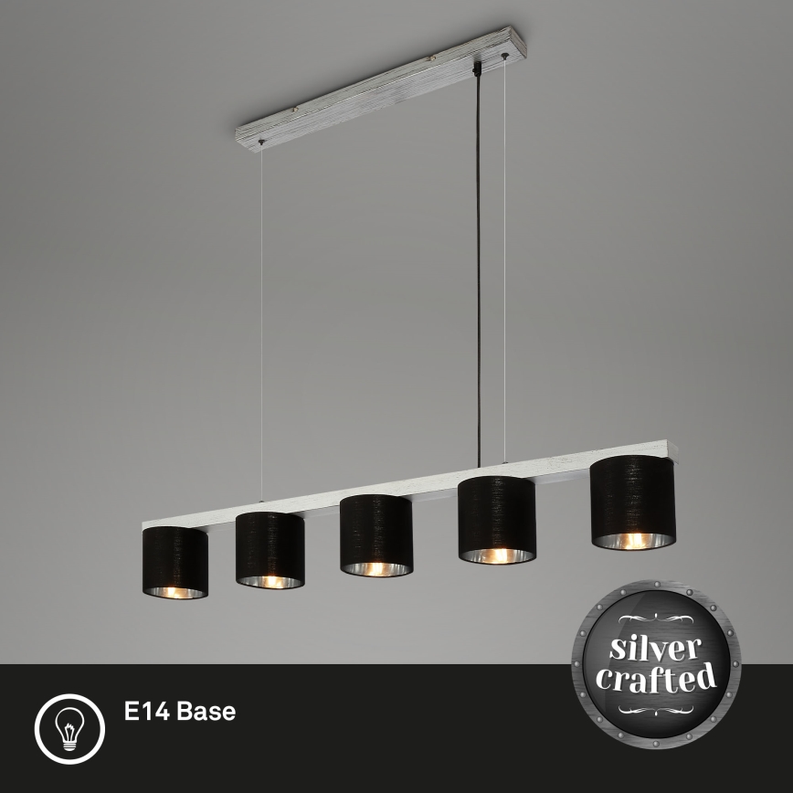 Briloner - Chandelier on a string LURI 5xE14/25W/230V rubber tree