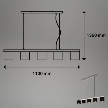 Briloner - Chandelier on a string LURI 5xE14/25W/230V rubber tree