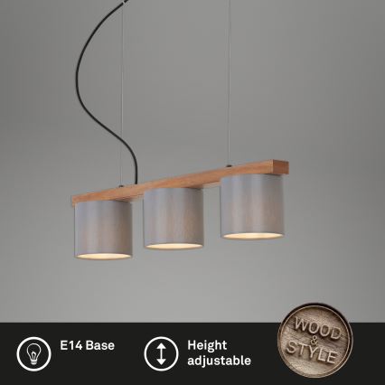 Briloner - Chandelier on a string RHON 3xE14/25W/230V rubber tree