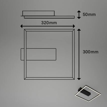 Briloner - FRAME LED Ceiling Light, 14 W, 230 V, 3000 K, 30 x 32 cm, Black