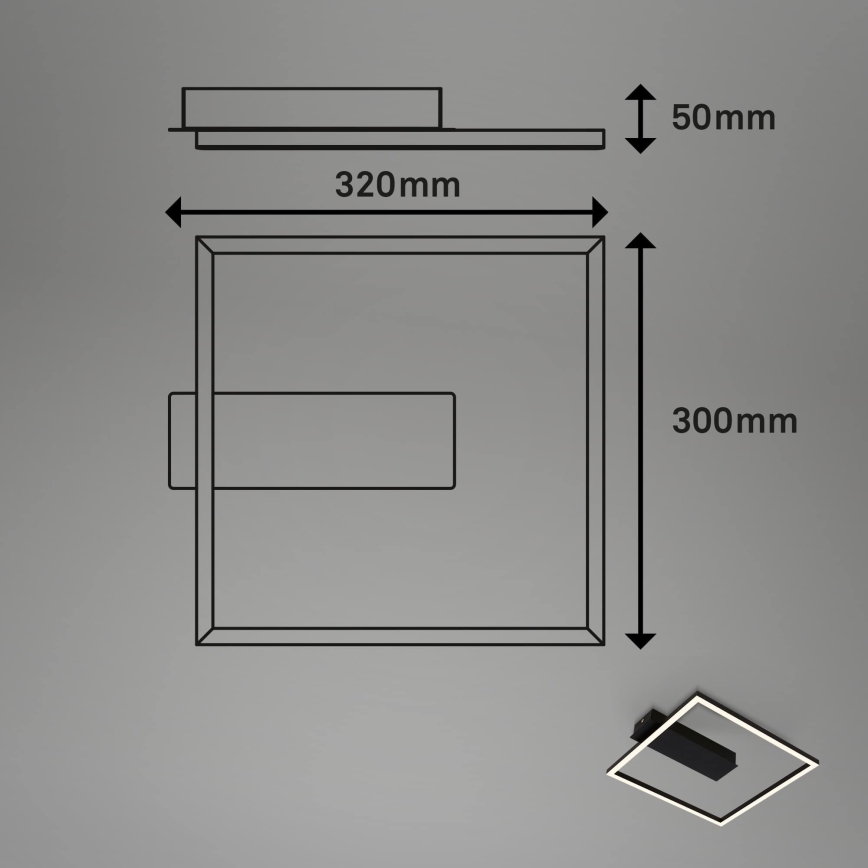 Briloner - FRAME LED Ceiling Light, 14 W, 230 V, 3000 K, 30 x 32 cm, Black