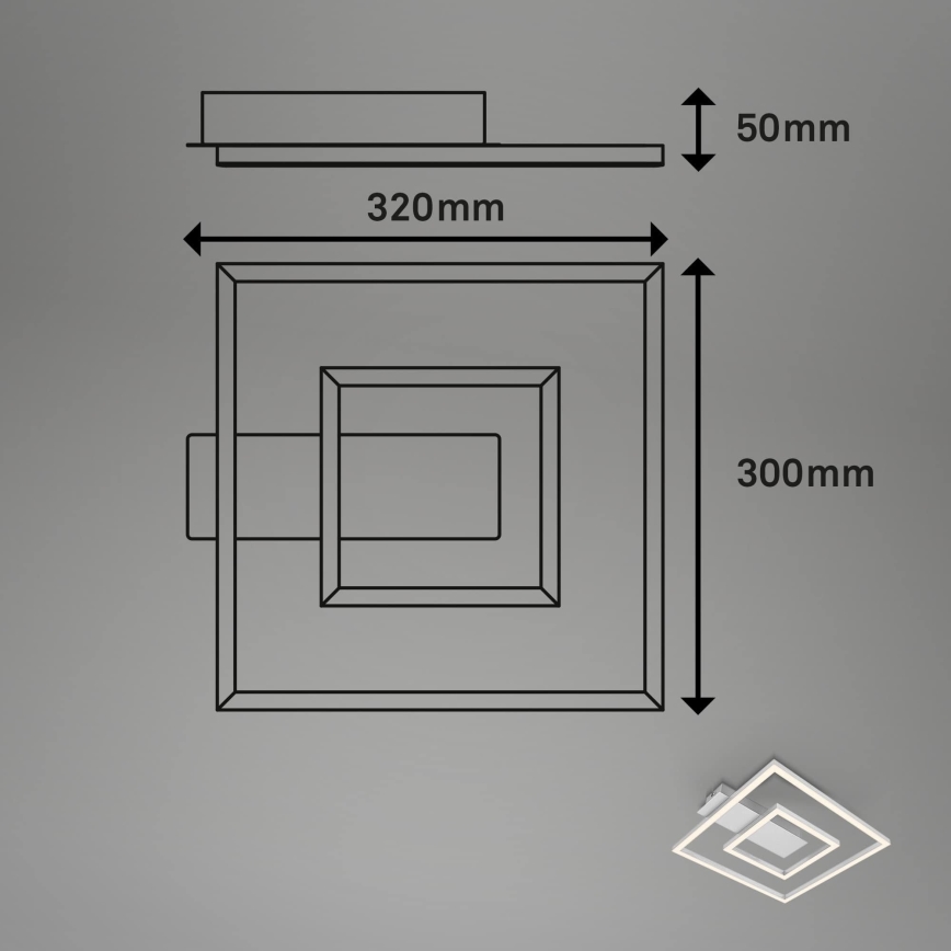 Briloner - FRAME LED Ceiling Light / 22W / 230V / 3000K / 30 x 32 cm / matte chrome