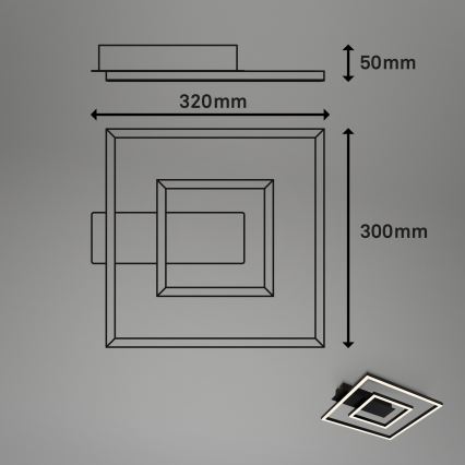 Briloner - FRAME LED Ceiling Light 22W/230V 3000K 30x32 cm Black