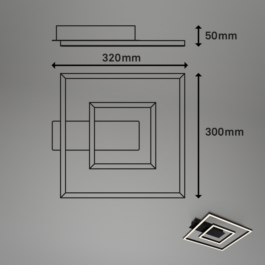 Briloner - FRAME LED Ceiling Light 22W/230V 3000K 30x32 cm Black