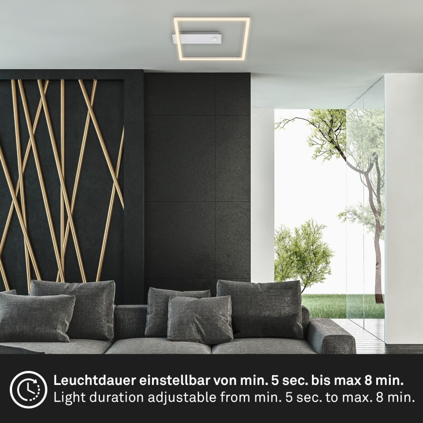 Briloner - LED ceiling light with motion and dusk sensor FRAME LED/14W/230V 3000K 30x32 cm matte chrome
