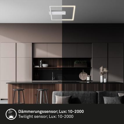 Briloner - LED ceiling light with motion and dusk sensor FRAME LED/14W/230V 3000K 30x32 cm matte chrome