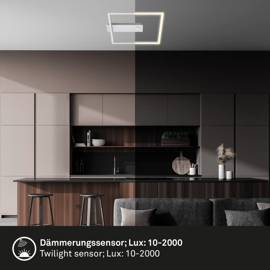 Briloner - LED ceiling light with motion and dusk sensor FRAME LED/14W/230V 3000K 30x32 cm matte chrome