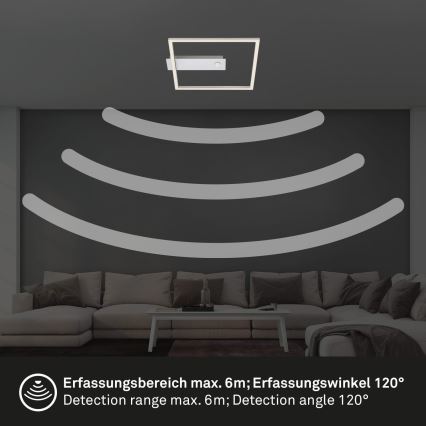 Briloner - LED ceiling light with motion and dusk sensor FRAME LED/14W/230V 3000K 30x32 cm matte chrome
