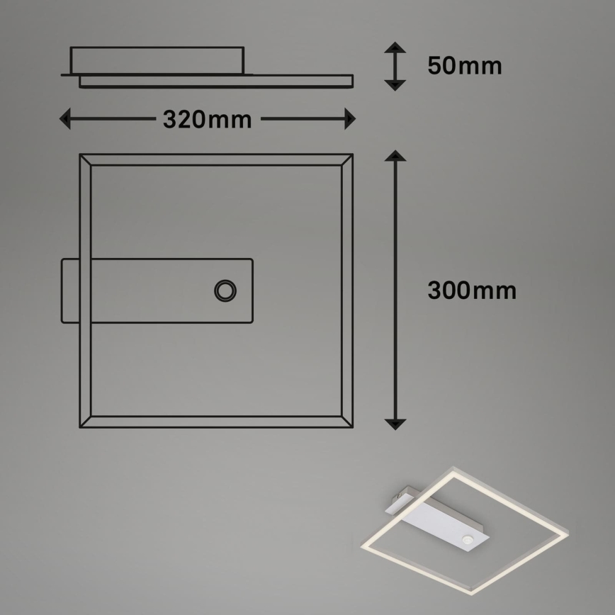 Briloner - LED ceiling light with motion and dusk sensor FRAME LED/14W/230V 3000K 30x32 cm matte chrome